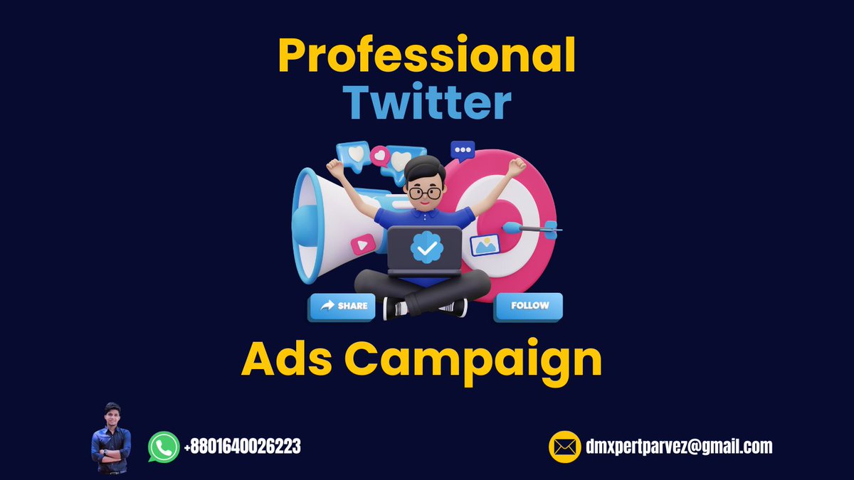 🚀Boost Your Business with Twitter Ads Campaign💹
#twitterads #dmxpertparvez #Dubai #Jerusalem #Elonmusk #Florida #Epstein #Mehdi #MSNBC #Tesla #Portal #Google #Disney #Gaza #Christmas #Hanouna #Complementdenquete #Thanksgiving #parvezahmed #digitalmarketer #1stofDecember #USA