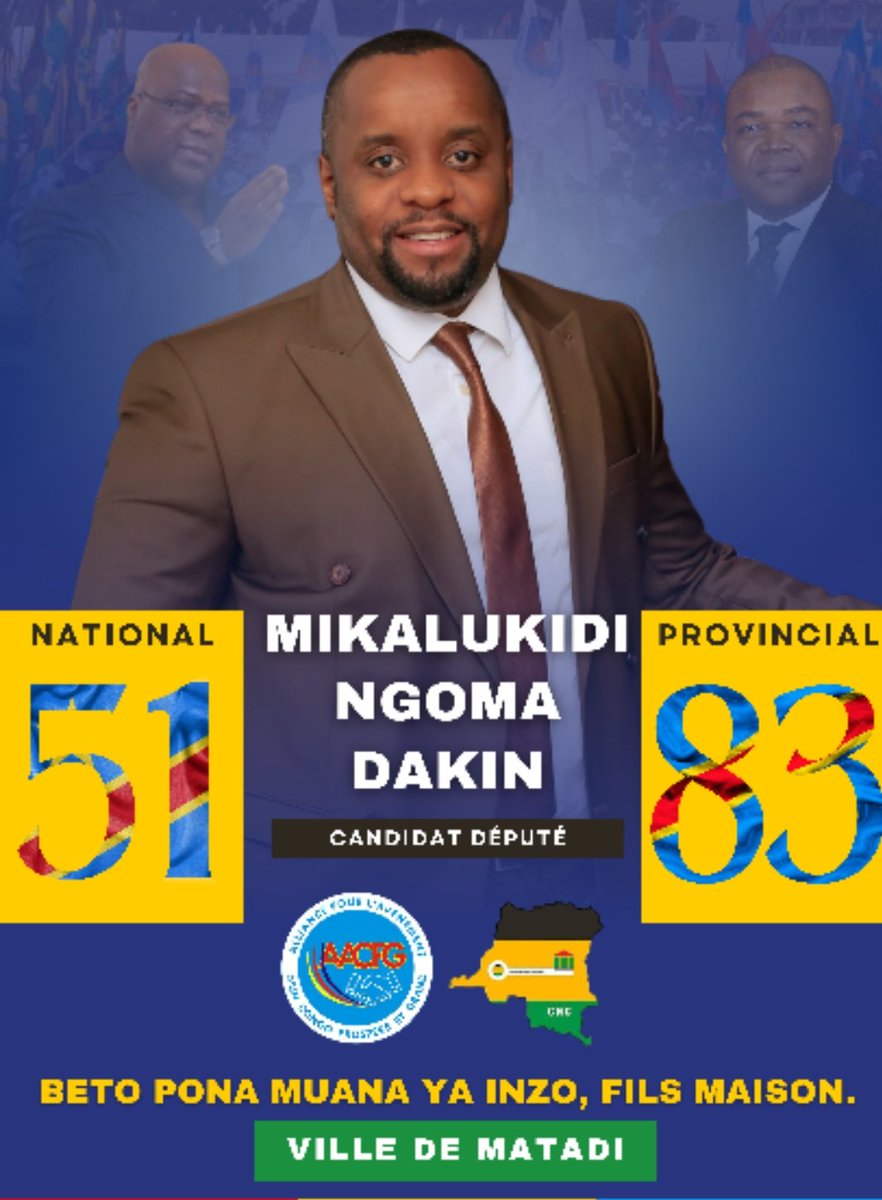 KitengieJacques's tweet photo. Le candidat Muana Ya Inzo de Matadi-ville en tête du sondage des meilleurs profils. Dakin MIKALUKIDI NGOMA vient d'offrir l'éclairage public aux habitants de plusieurs quartiers de Matadi-ville. Il n'est pas à sa première action d'intérêt général. Dans les rangs de son peuple, la joie et la reconnaissance ne disent pas leur nom. Jeunes et vieux décident de voter massivement pour le descendant de Mfumu Kimbangu, Kimpavita, KazaVubu et Ne-Muanda Nsemi. La victoire du N°51 à la députation nationale et le N°83 à la députation provinciale est très attendue par les Matadiens. @daquinmik, @MuabiluChrisJr, @AmbassadeurRob2, @central_sage, @ChristosMuk, @mandefu113, @DeniseNyakeru, @BenitaNtumba, @MalanguEmmanuel, @PatEshiba