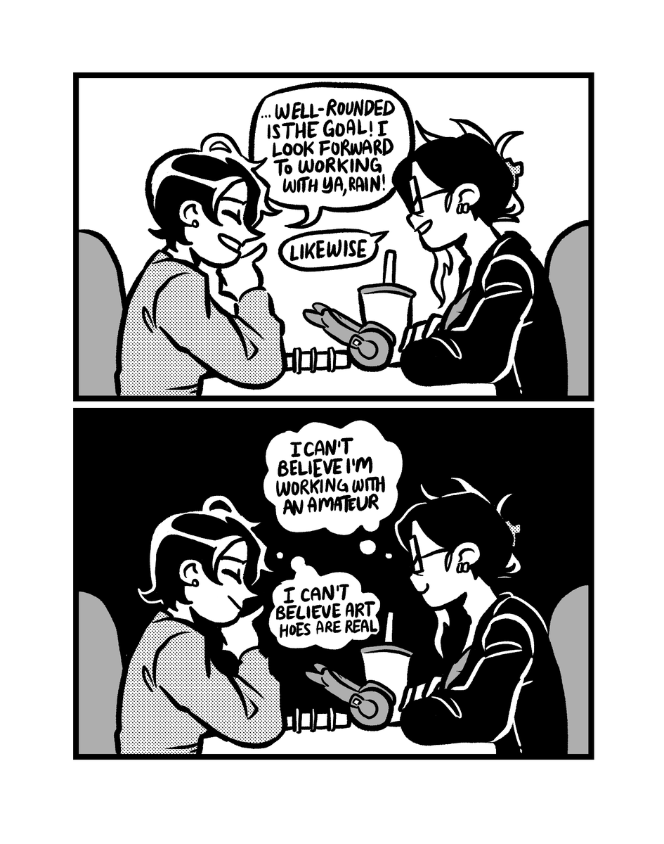 togidemi's tweet photo. Comic launching at Komiketmas tomorrow!
GIFTED YOUNG ARTIST (pt 1 wow) (prologue ganern) is a coming of age (??) comedy about burnt-out animation grad Rain and extremely un-artsy Evie teaching summer art classes to children who are, tragically, better artists than them https://t.co/LubDPv4jPo