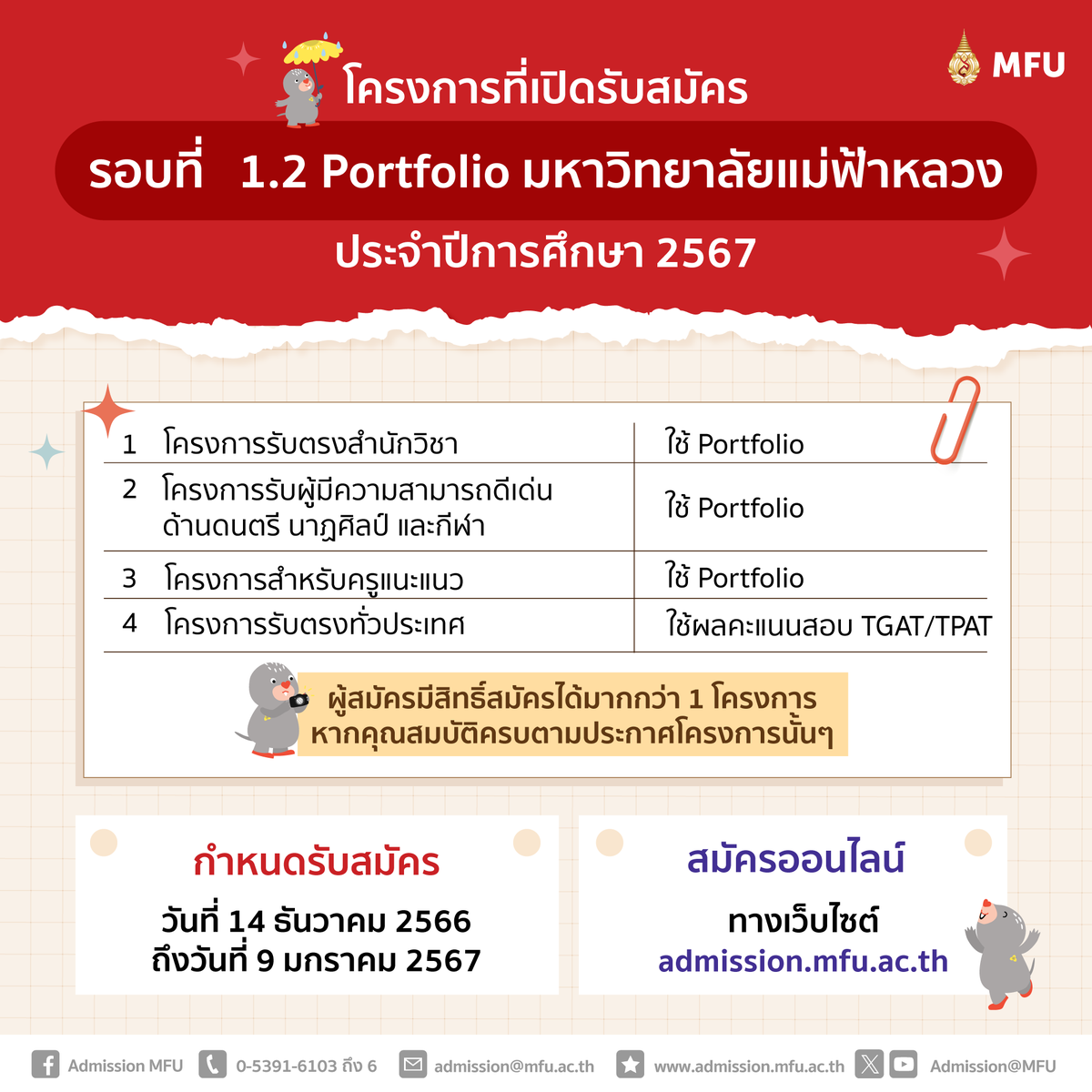 Admission MFU tweet media