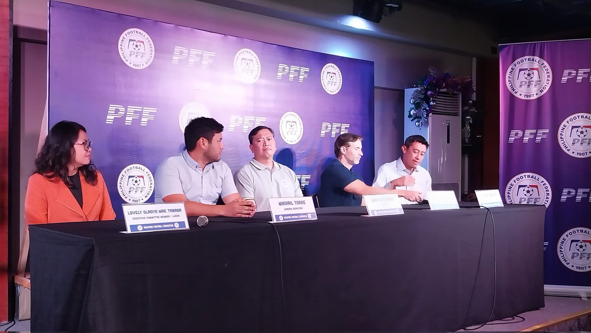 New PFF president John Gutierrez  faces media in a press conference after being elected from the post last Saturday.

Joining him are general secretary Coco Torre, PH football great Freddy Gonzalez, coach Vincent Santos, and executive committee member for Luzon Lovely Tababa