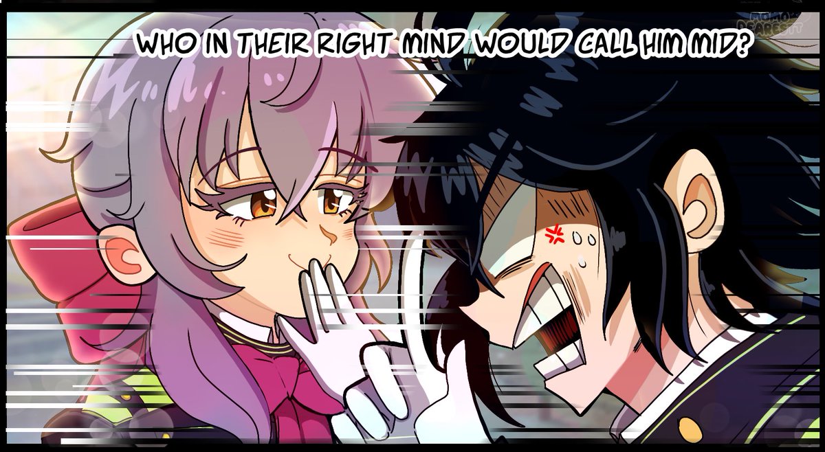MomoDearestt's tweet photo. When Shinoa calls #Mika mid.

#ons #mikayuu #yuumika https://t.co/jxEzs16mjg
