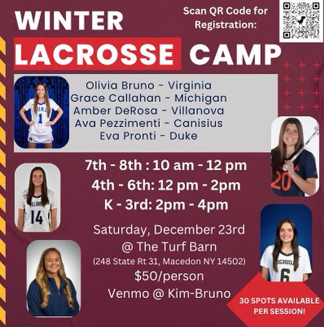 Holiday Camp hosted by Victor Girls Lacrosse Alumni 
Follow link to register ⬇️                   docs.google.com/forms/d/1ZxTr5…