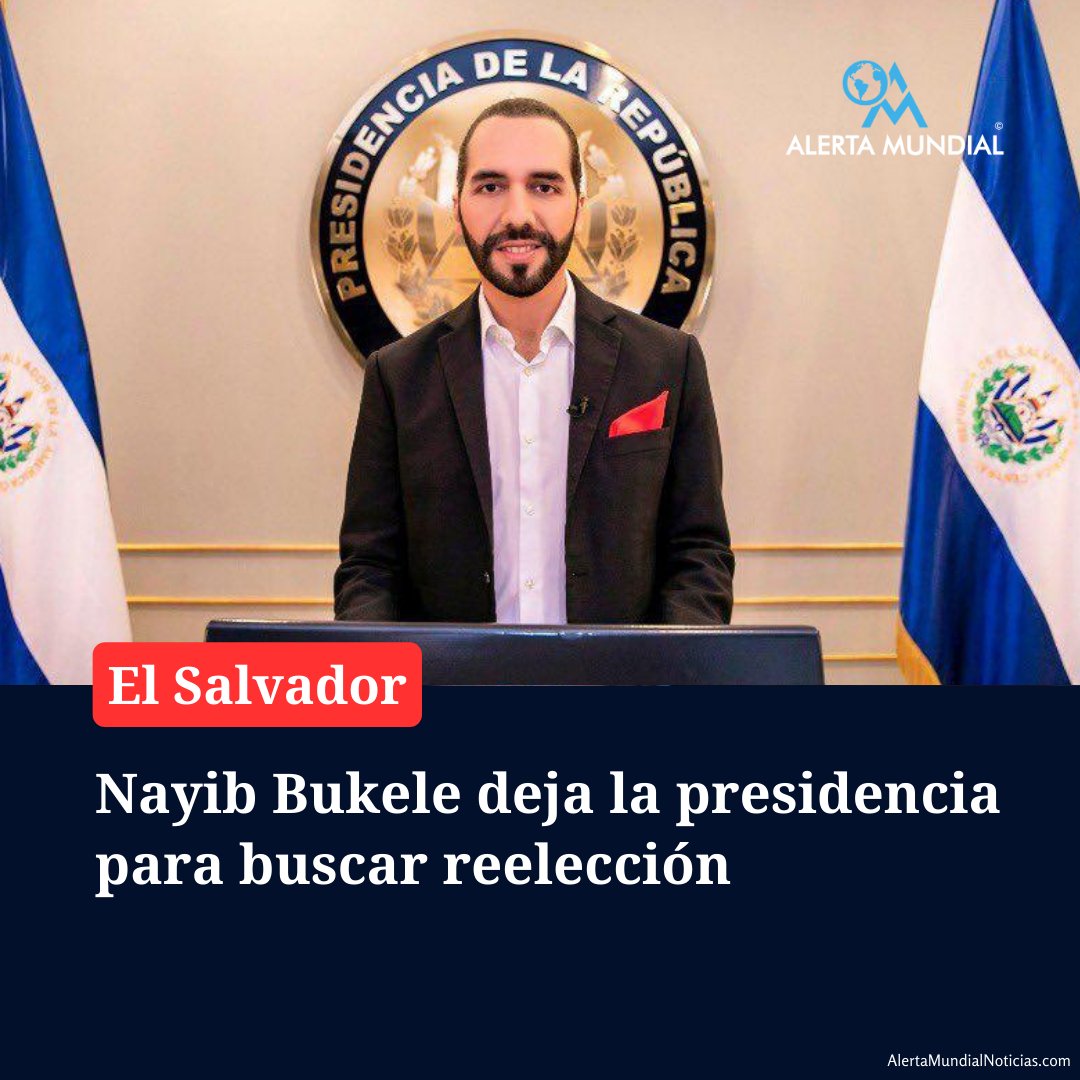 AlertaMundoNews's tweet photo. 🇸🇻 | ÚLTIMA HORA: Oficialmente Nayib Bukele deja la presidencia para buscar la reelección.

Hoy, con 67 votos a favor, la Asamblea Legislativa de El Salvador ha concedido una licencia de 6 meses al presidente Nayib Bukele y al vicepresidente Félix Ulloa, permitiéndoles participar en las elecciones presidenciales de 2024.

Durante este periodo, el poder ejecutivo recae en Claudia Juana Rodriguez, designada por el legislativo, quien asumirá la responsabilidad de liderar el país hasta la conclusión de la licencia presidencial.