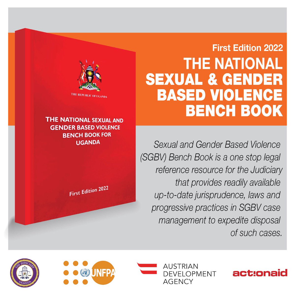 The Judiciary has a unique role in addressing SGBV and in crafting effective remedies for the benefit of victims. 

The National SGBV Bench Book is a one stop legal reference resource for the Judiciary that will improve access to justice for survivors.

#EndGenderBasedViolence