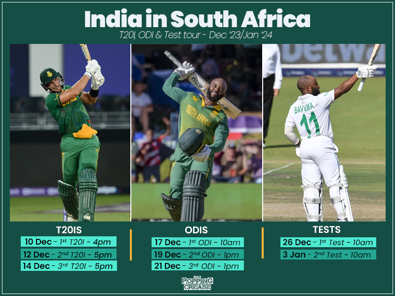 PoppingCreaseSA's tweet photo. It's December 🎄 and the Proteas are back in action THIS MONTH! 

First T20I in 9⃣ days!

#SAvIND https://t.co/H4jUYBdxOe