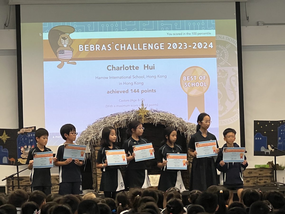 The best of the best at Bebras. Congratulations to our ⁦@HarrowHKLS⁩ pupils on achieving a perfect score in the computing challenge. ⁦@Harrow_HK⁩