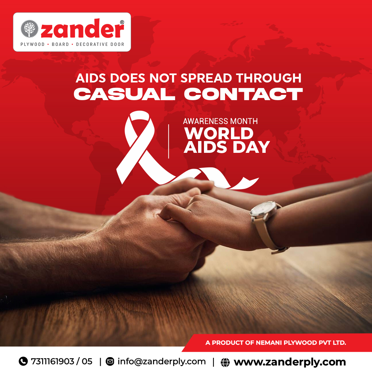zander_ply's tweet photo. AIDS does not spread through Casual Contact. This World AIDS Day Raise awareness and spread love not fear. Your Support is Their Greatest Strength.

#WorldAIDSDay #WorldAIDS #AIDSAwarenessMonth #Zanderply #Maringradeplywood #Plywoodmanufacturer https://t.co/R5LOWwD8yF