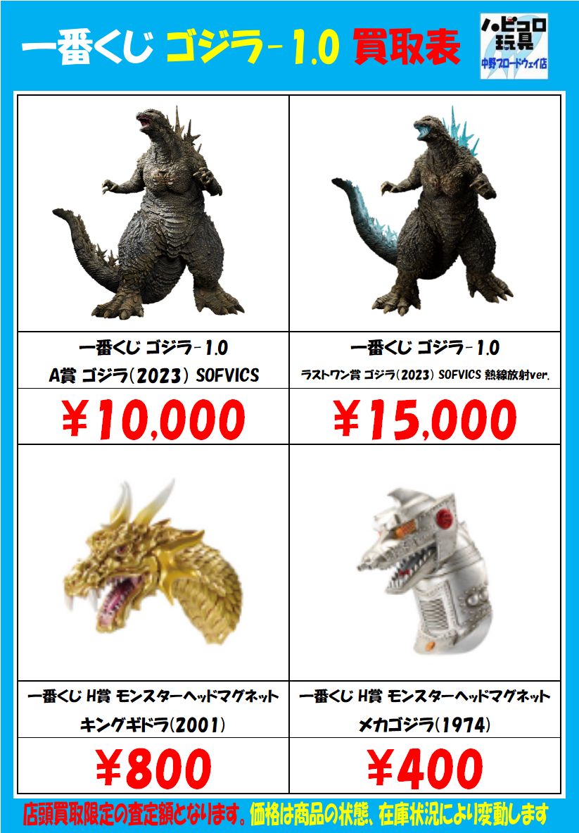 一番くじ ゴジラ 70th モンスターヘッドマグネット 9種類 一番くじ