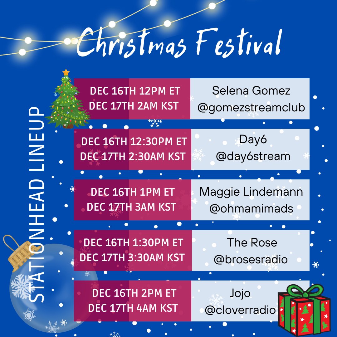brosesradio's tweet photo. LINEUP: 

The Christmas houses we will visit 🎄 , every station will play for 30 minutes and have 1 to 2 songs of Christmas cheer along with their artists music ☃️

Please share and invite everyone 🎅

#SHXmasFest2023 @STATIONHEAD https://t.co/DebVIVTf4m