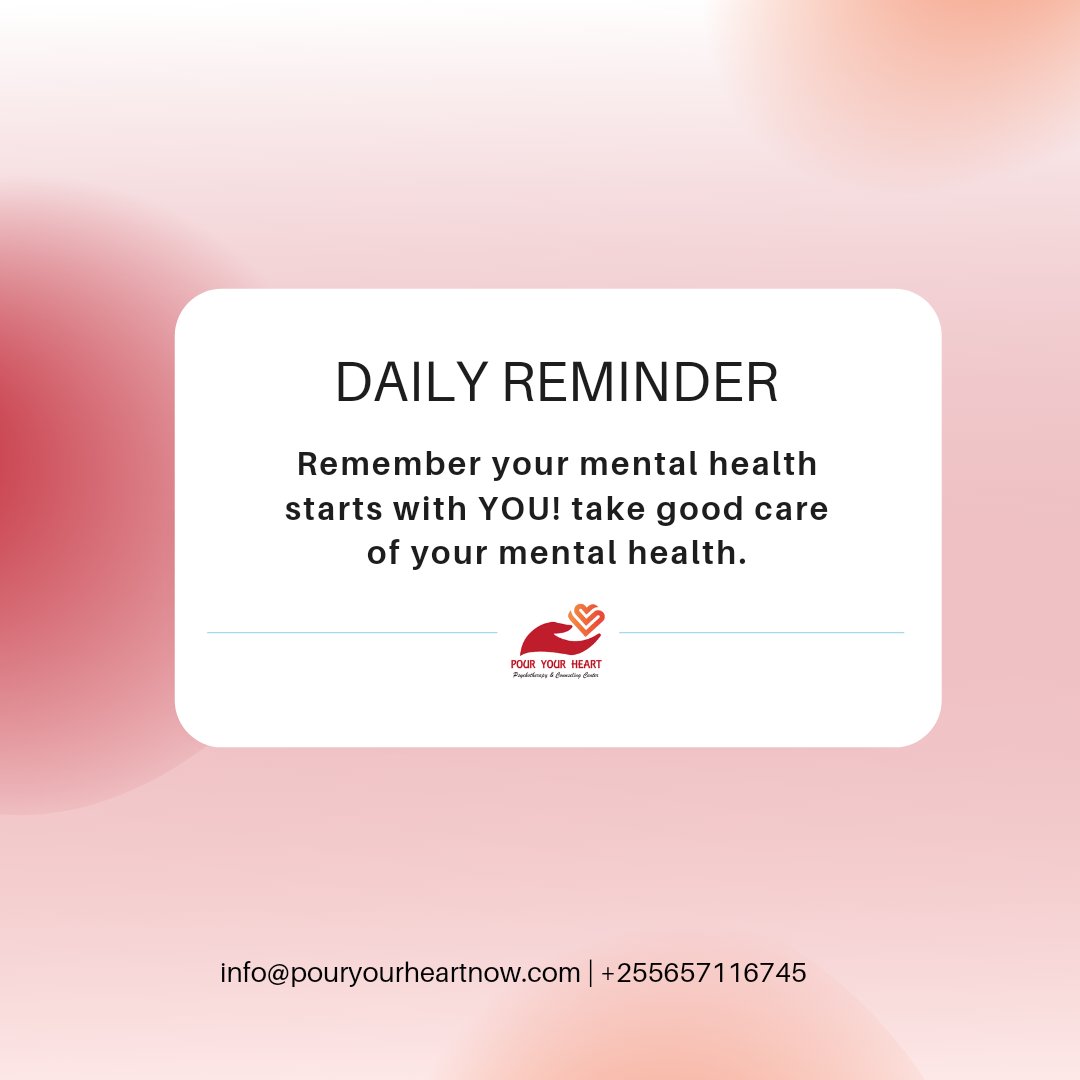 pouryourheart_'s tweet photo. Daily reminder that your mental health is important as your physical health.⠀
To book an appointment with us call us at 255657116745 ⠀
#mentalhealthtanzania #mentalillness #therapy #afyayaakili #afyacheck #mentalhealthawareness https://t.co/6Sc7K2W8Er