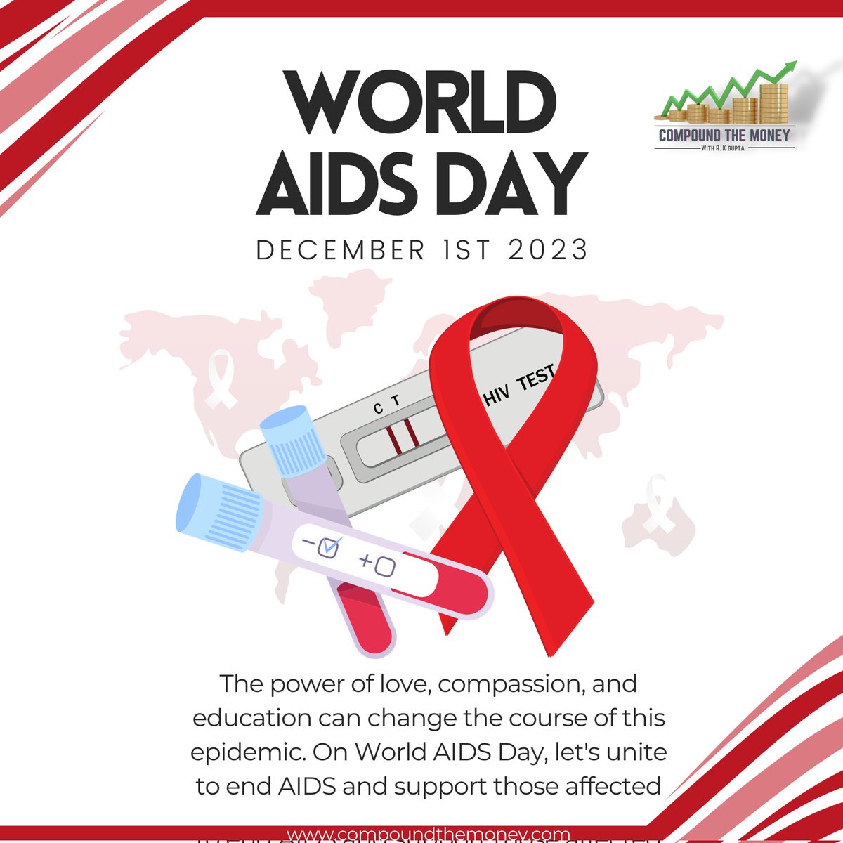 Community is Heart of every change, This World Aids Day lets come together to fight against HIV/AIDS.
Remembering the lifes lost too soon and Spread Awarness about HIV/AIDS.
.
.
.
#RKGupta #CompoundTheMoney #worldaidsday
#hivaidsawareness #hivaids #hivaidseducation