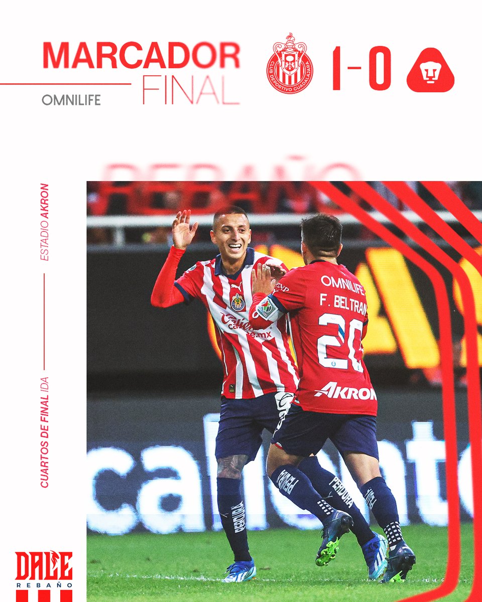 CHIVAS (@chivas) on Twitter photo Equipo y afición cumplimos con la primera parte del trabajo en el <a href="/EstadioAKRON/">Estadio AKRON</a>. Ahora, a repetir esa unión en la #CapitalRojiblanca por el pase a Semis🤜🤛
🇫🇷 ¡HOY GANÓ EL GUADALAJARA! 🇫🇷
#DaleRebaño 🐐 Equipo y afición cumplimos con la primera parte del trabajo en el <a href="/EstadioAKRON/">Estadio AKRON</a>. Ahora, a repetir esa unión en la #CapitalRojiblanca por el pase a Semis🤜🤛
🇫🇷 ¡HOY GANÓ EL GUADALAJARA! 🇫🇷
#DaleRebaño 🐐