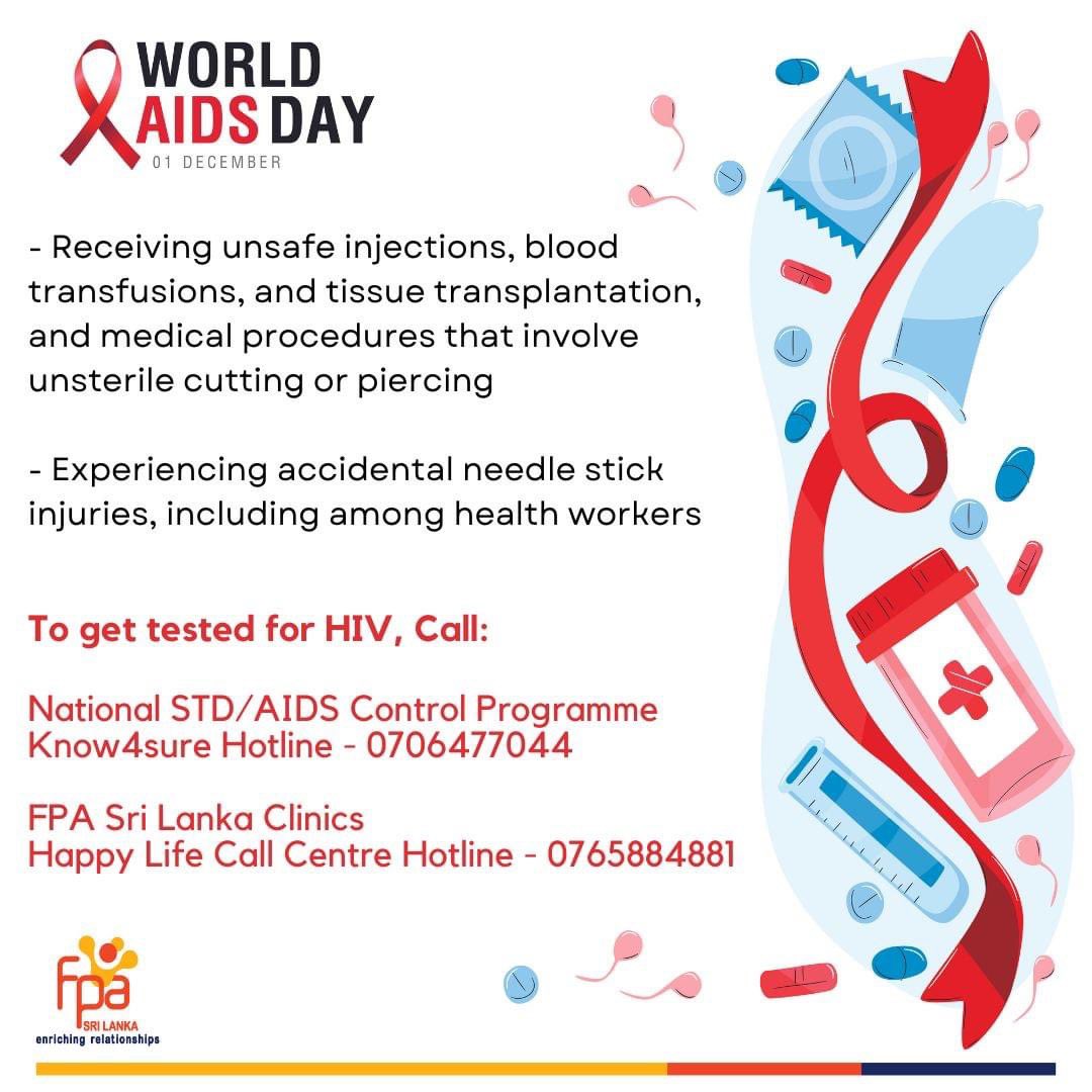 FPA_SriLanka's tweet photo. There are simple steps you can take to protect yourself from HIV.

There are things you can do to lower your risk of contracting the virus, like using protection during sexual activity, avoiding sharing needles, and getting regular testing. Knowledge is power.

 #WorldAIDSDay https://t.co/ulfsmZjzcw