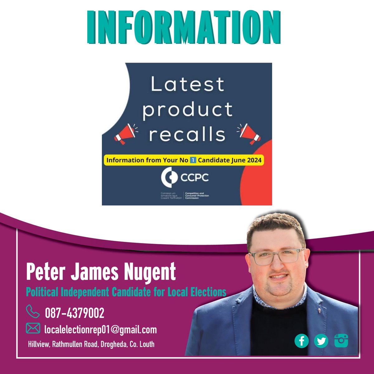 ⚠️ PRODUCT RECALLS.

Check out the CCPC website for the latest product recalls and product safety information notices. 

  🚨 bit.ly/3sqQcG3 🚨 

Each notice includes full recall details and information on what to do next if you have been affected.