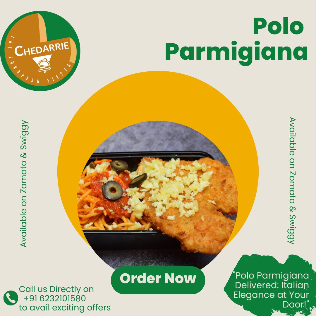 Polo parmigiana delivered Italian elegance to your door.
For direct orders call us at +91 6232101580
Order Now Available On Zomato & Swiggy
#kesar #gwalior #gwaliorfood #chedarriefood #poloparmigiana #italianfood #italianfoodie #instagood #instafoodie #foodgrammer #gwalior_wale