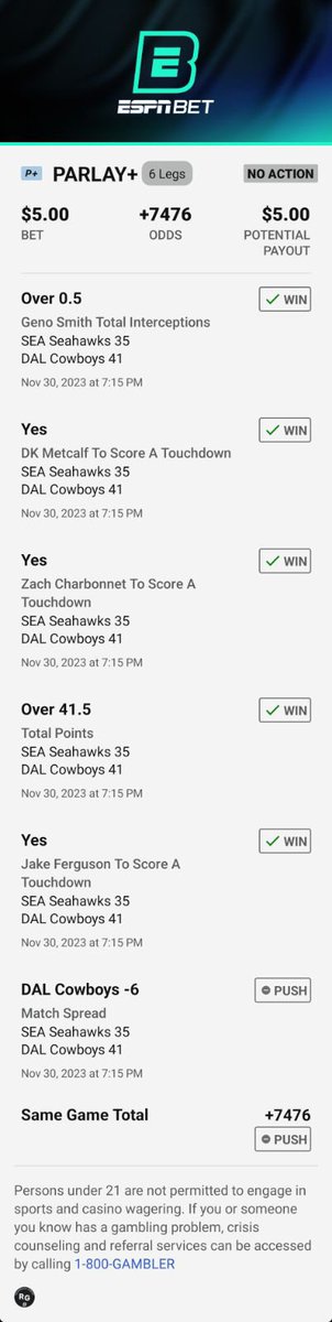 brendanr07's tweet photo. Really @ESPNBet … how is this a push. Don’t use this book people. https://t.co/s7XdNfXblu