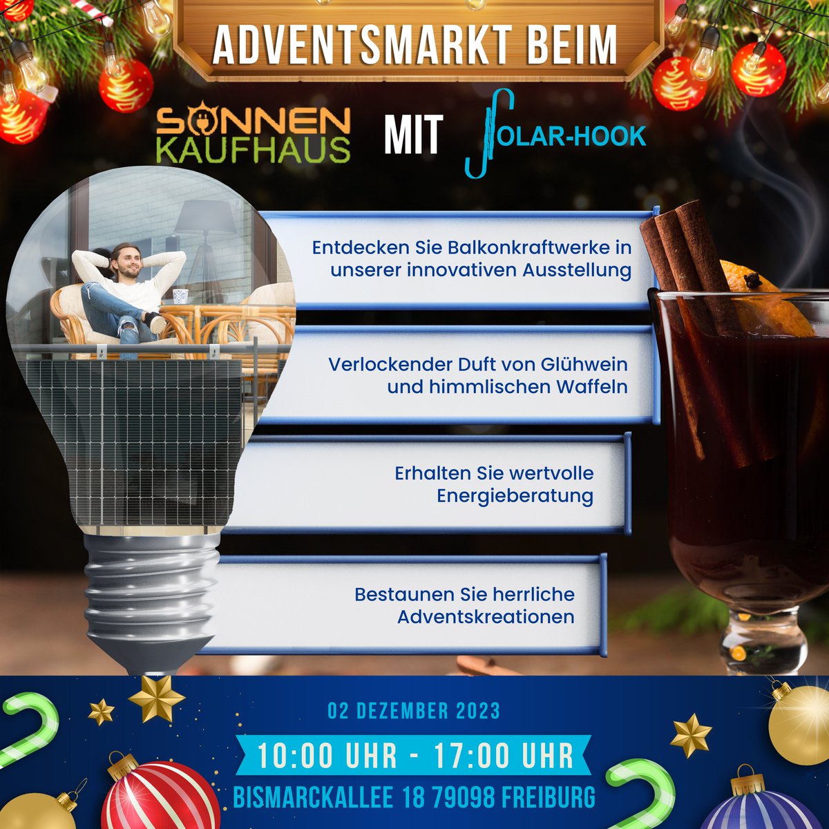 Advent market on December 2nd, 2023 in front of the Sonnenkaufhaus at Bismarckallee 18-20, 79098 Freiburg
<a href="/sonnenkaufhaus/">Sonnenkaufhaus</a> @solarhooketm
#advent #market #freiburg #bismarckallee #freiburgimbreisgau