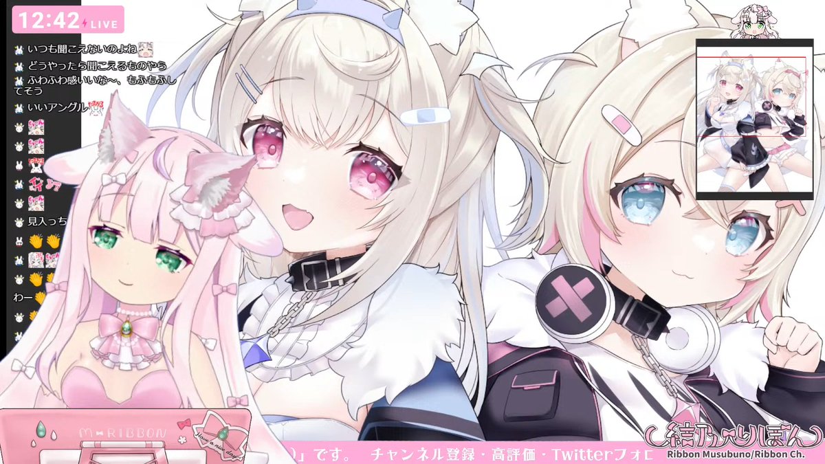 フワワ・アビスガード ,フワワ・アビスガード(通常) ,モココ・アビスガード ,モココ・アビスガード(通常) 「会いに来てくれてありがとうばうばうっなFUWAMOCOちゃんが完成しましたあとは」|ゆんちゃ*/お絵描きVtuber結乃りぼん💝のイラスト