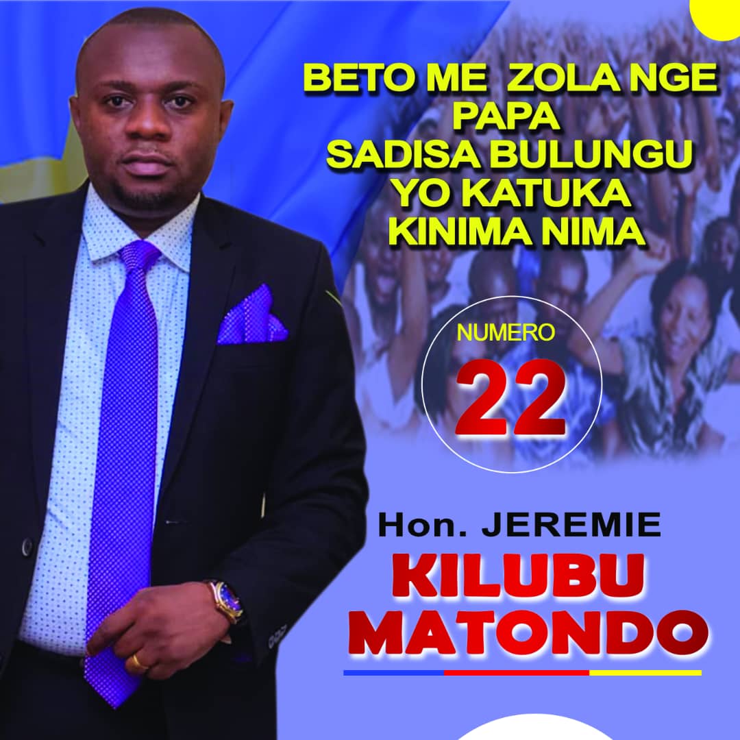 🗳️ Choisissez l'avenir avec Jérémie Kilubu Matondo pour Bulungu!
✨ Jérémie, leader dévoué, promet un avenir florissant. Son dévouement, son expérience et sa vision font de lui l'élu idéal.
Votez 22 pour le progrès! Partagez et soutenez le changement! #Vote22 #JérémiePourBulungu