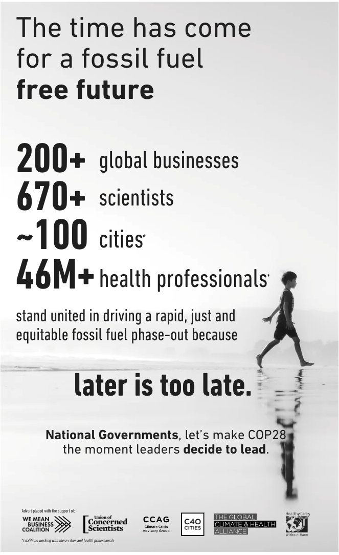 ACOSS's tweet photo. ACOSS joins 46 million health professionals in calling for a rapid, just and equitable fossil fuel phase-out, because later is too late #FairFastClimateAction https://t.co/rj7GwFcORb