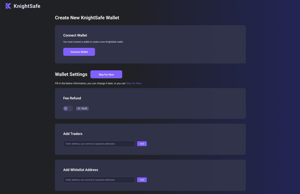 🤖 Harness the power of KnightSafe API for a streamlined crypto management experience. 

Access all your KnightSafe account info seamlessly, and stay updated with new supported dApps and DeFi protocols in our ecosystem. 

Your crypto, your control. 
#KnightSafe #DeFiEcosystem