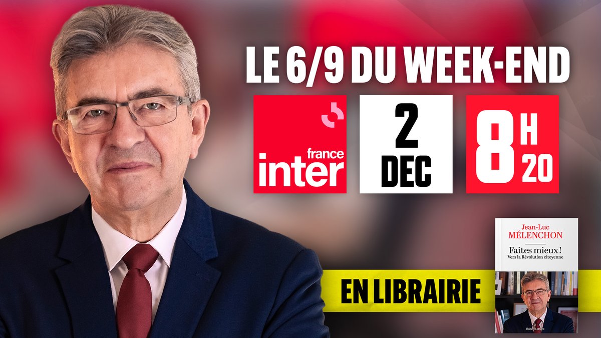 🔴📺 Ce samedi 2 décembre, rendez-vous à 8h20 sur France Inter pour #le69inter.