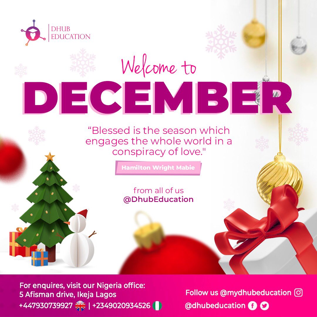 We made it to the last month in 2023! 🥳🥳🥳

Happy New Month from all of us @mydhubeducation 🤩🤩🤩
.
.
#newmonth #december #seasonsgreetings #studyabroad #schoolabroad #education #scholarship #explorepage #viral #trendingreels #BBNaijaAIIStars