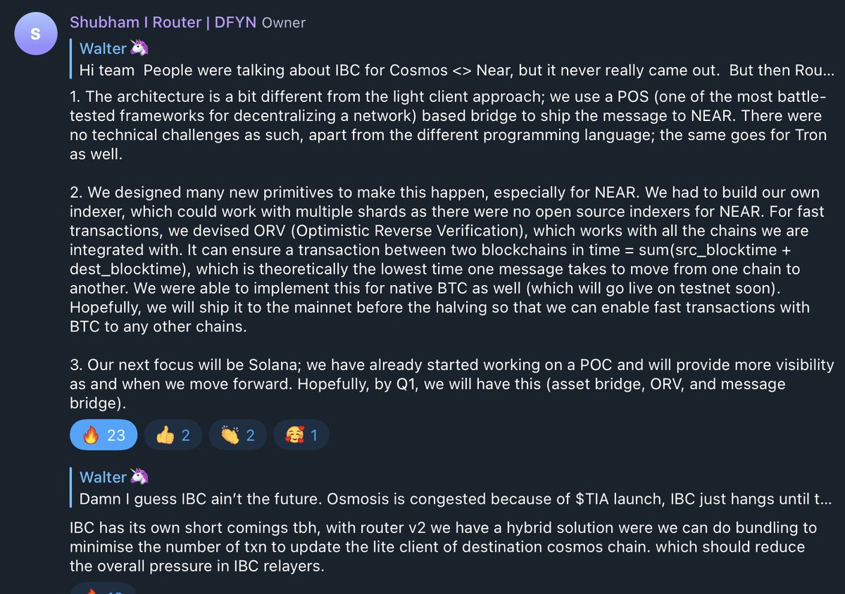 sirubi_eth's tweet photo. Some $ROUTE alpha from some weeks ago that might've slipped by some folks not actively reading the TG.

- Native BTC Swaps coming to Nitro testnet soon, hopefully to mainnet before the halving 

- Next focus Solana integration, hopefully already ready by Q1

So bullish on $ROUTE https://t.co/DVVZtNXoCR