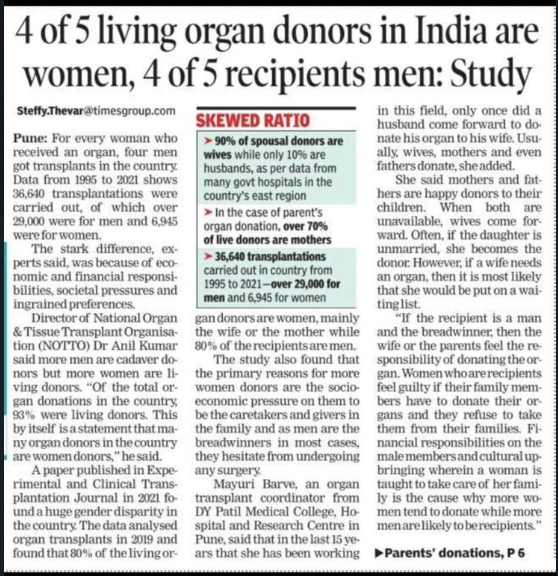 A factual testimony about the character of our Indian women! More than 80% organ donors in India being women is an extraordinary feat! Salute to the incredible Indian women, be they daughters, wives, sisters, or mothers!!