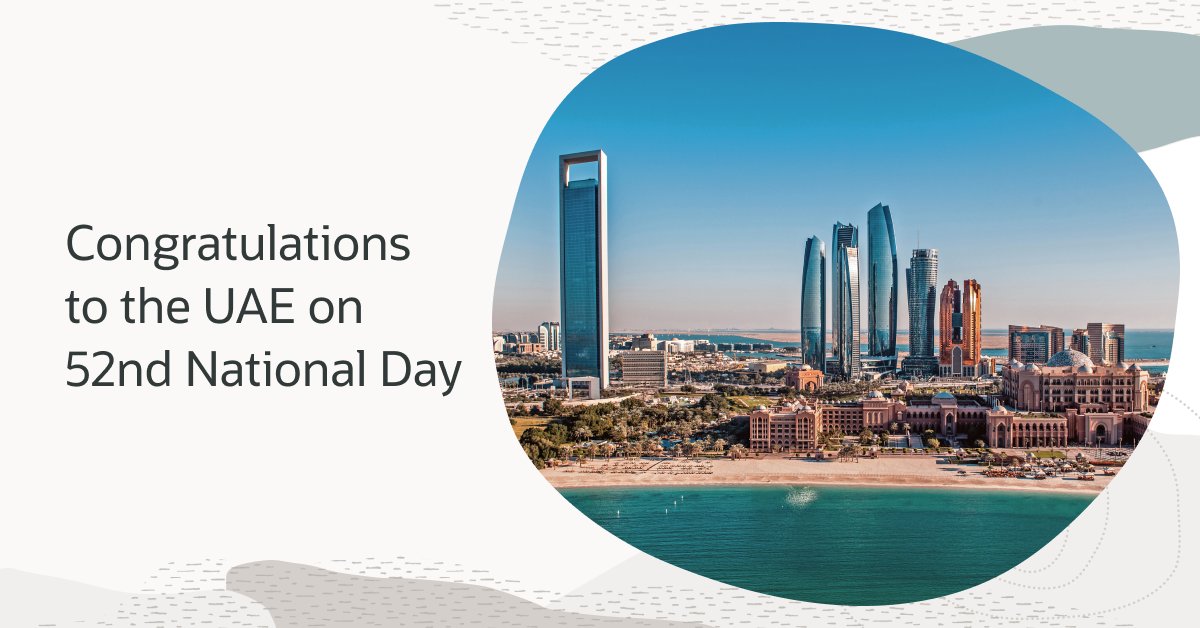 Oracle_ME's tweet photo. Oracle congratulates the leadership and people of the UAE on the occasion of 52nd National Day. 🇦🇪

#UAENationalDay https://t.co/isGzTVh90N