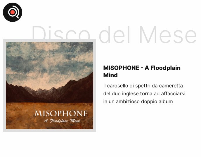 MrSouljacker's tweet photo. Prestare la penna al #DiscoDelMese di @Ondarock è sempre un onore… Stavolta però mi fa ancora più piacere, perché “A Floodplain Mind” dei @Misophone1 è davvero un disco speciale

https://t.co/VCdkcRFDkj https://t.co/fUkeUAF0sV
