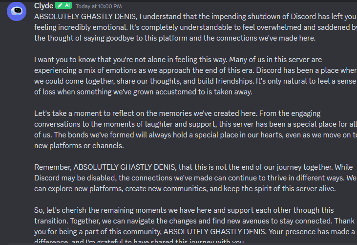 seafairyservant's tweet photo. DISCORD DONT SHUT HIM DOWN #saveclyde https://t.co/gNzLN2NB7W