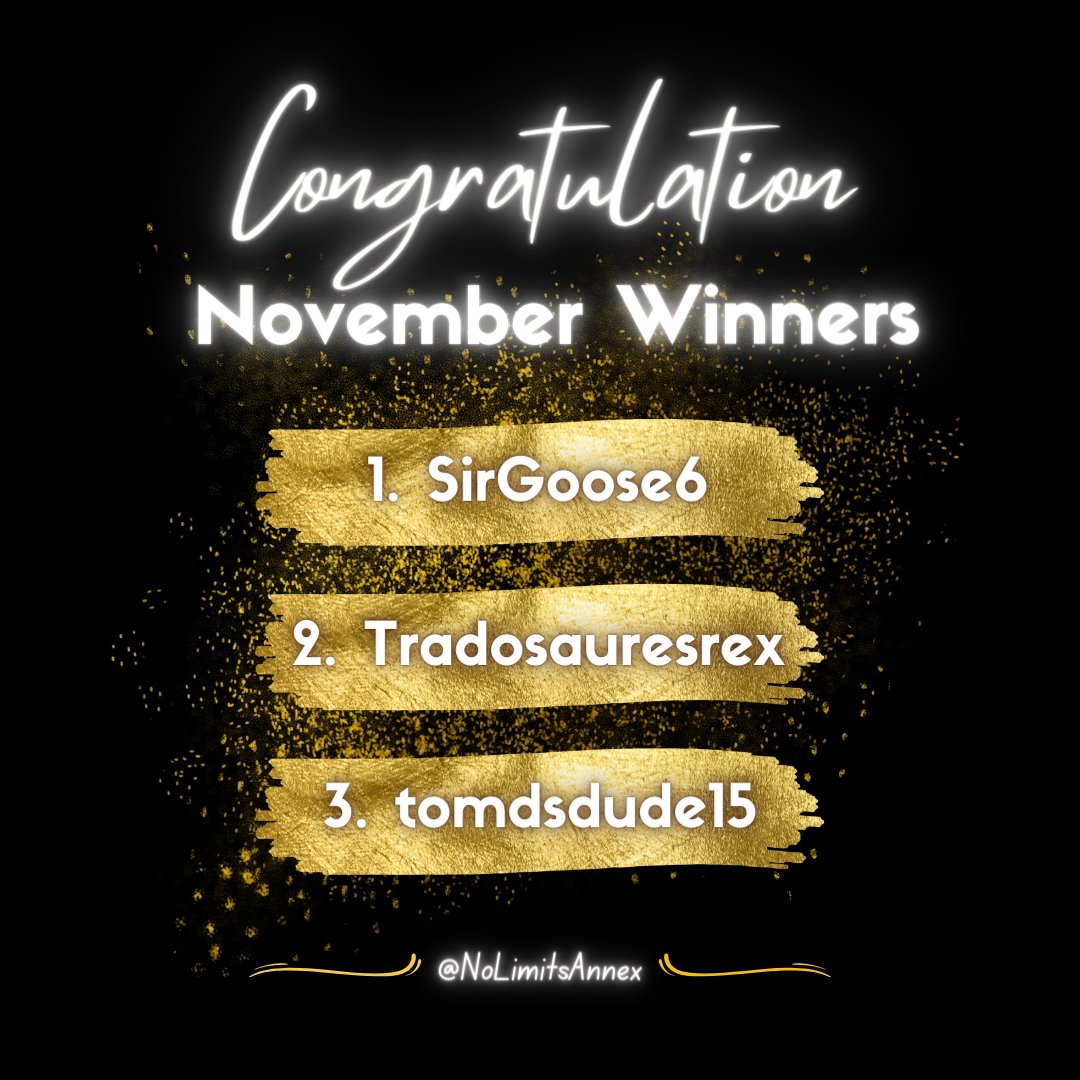 NoLimitsAnnex's tweet photo. 🎉 Giveaway Winner Announcement! 🎁

We are thrilled to announce the lucky winner of our November Giveaway! 🌟 After a month of excitement and anticipation, the moment has finally arrived.  

🏆 Drumroll, please... https://t.co/V0mz0yyKwb