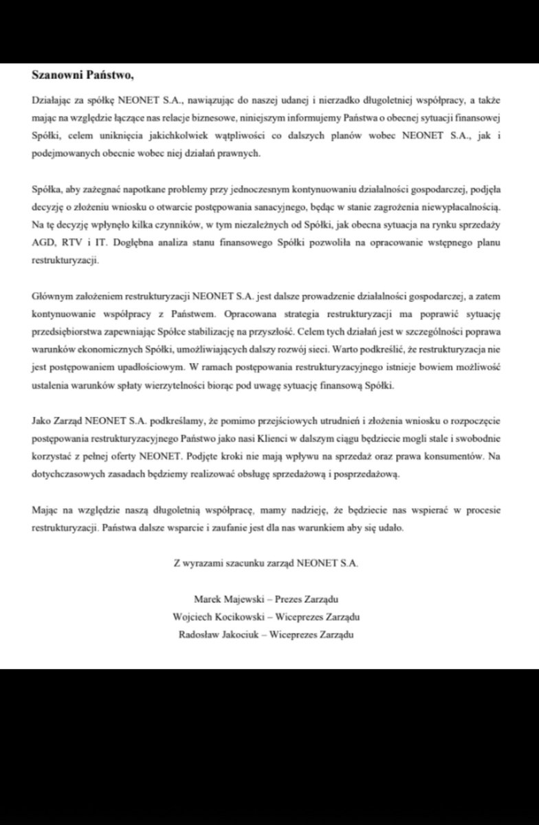 DawidParzyk's tweet image. Ledwo co Komputronik wyszedł z sanacji to kolejna spółka z tej branży w nią wchodzi 

money.pl/gospodarka/neo…

#neonet #handel #biznes