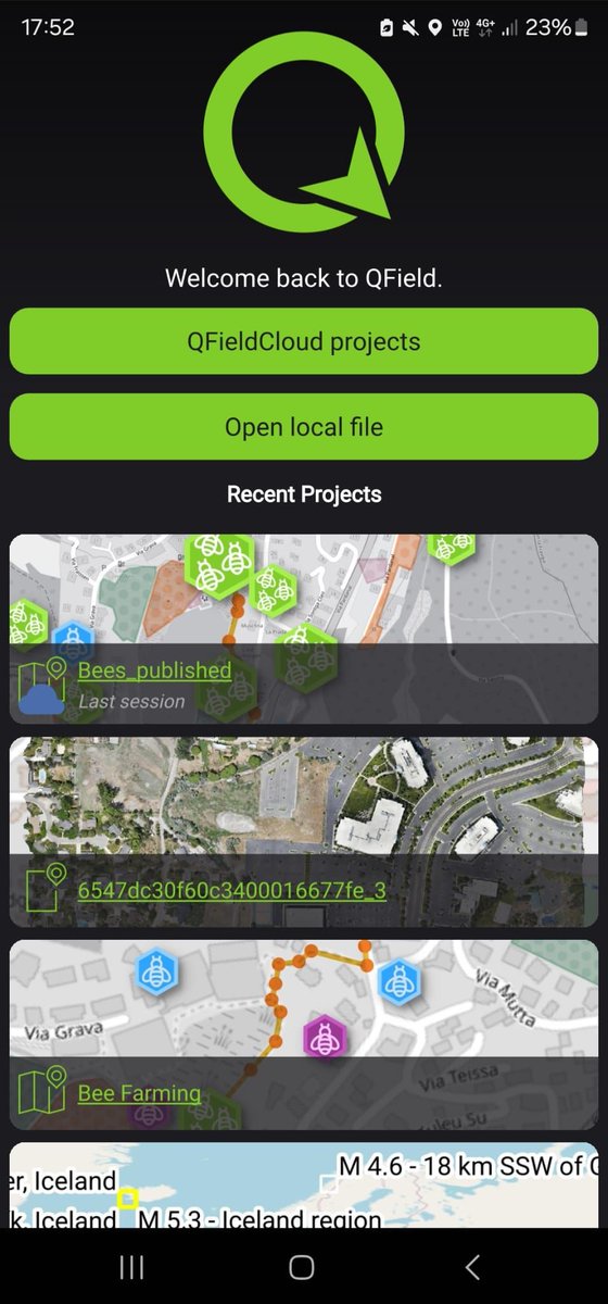 🎄 Day 1: A Fresh Look for QField 3.0
Get ready for a visual treat! Brand new project preview images now grace the refreshed welcome screen's recent projects list in #QField 3.0. 

#AdventCalendar #QFieldForXmas #DataIsOutside