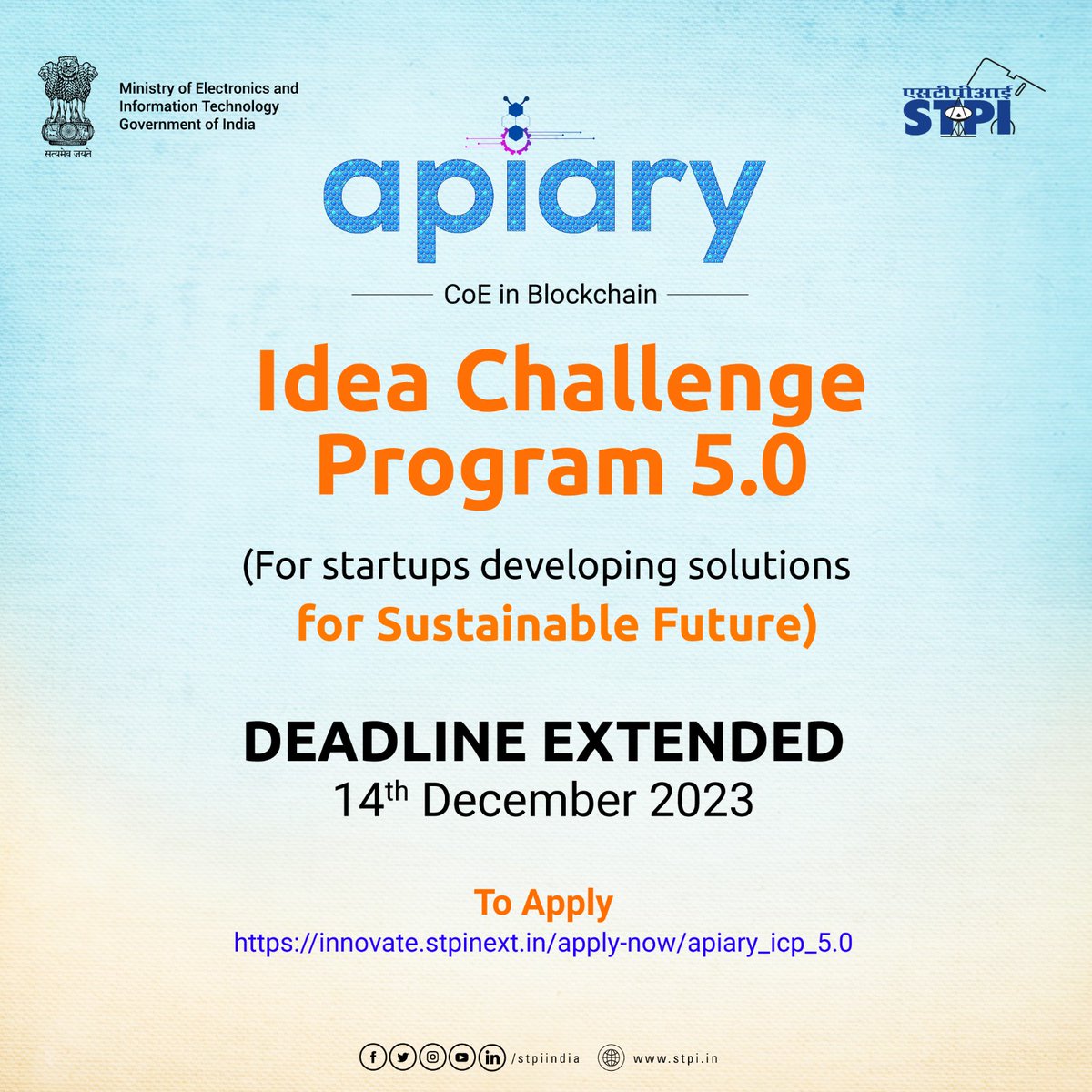 Deadline Extended! Startups working with #Web3.0 technologies can now apply for @ApiaryIncubator's Open Challenge Program 5.0 till 14th December 2023. Apply Now: innovate.stpinext.in/apply-now/apia…