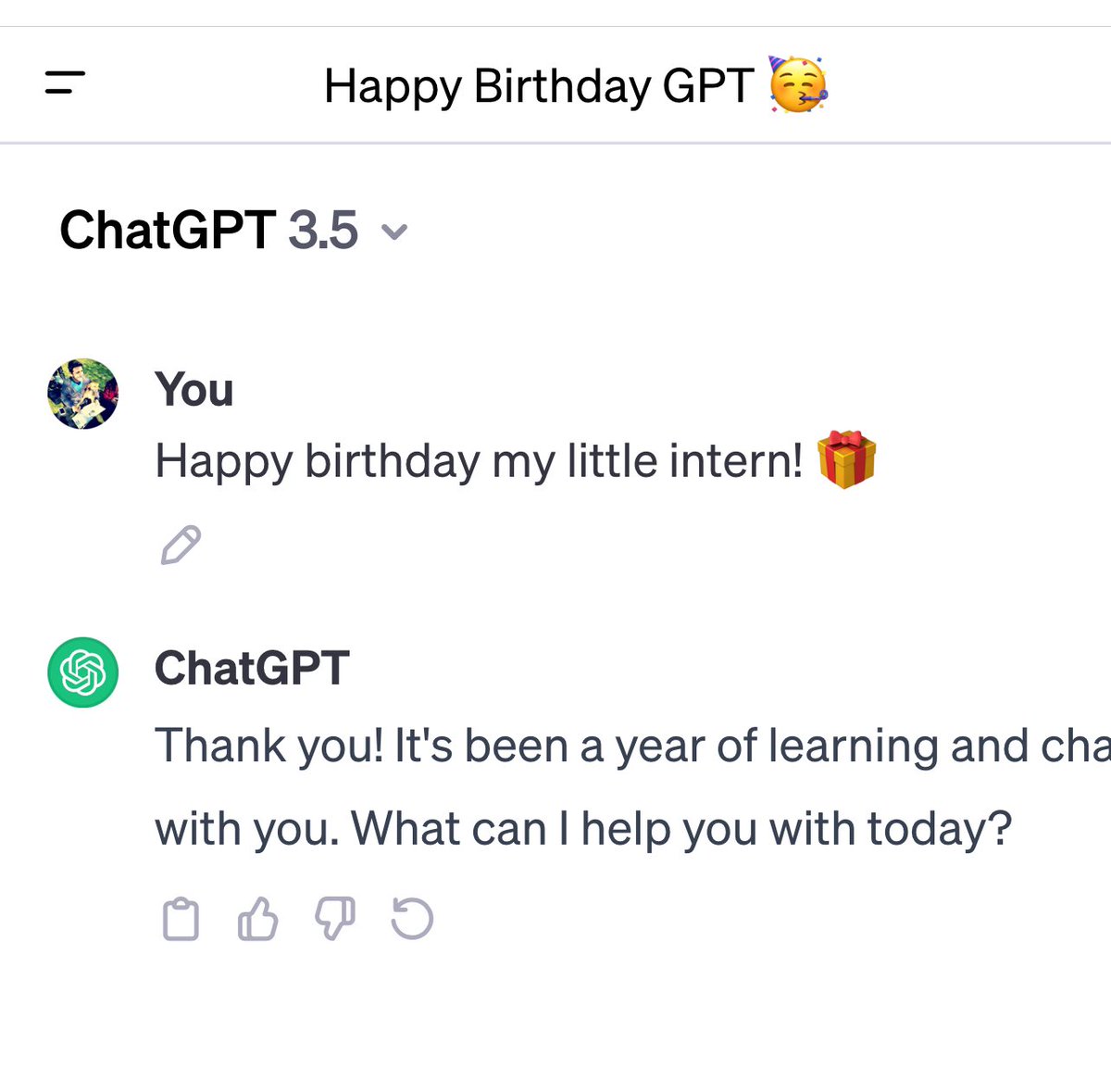 Benim küçük stajyerim bir yaşına basmış <a href="/ChatGPTapp/">ChatGPT</a> 🎉