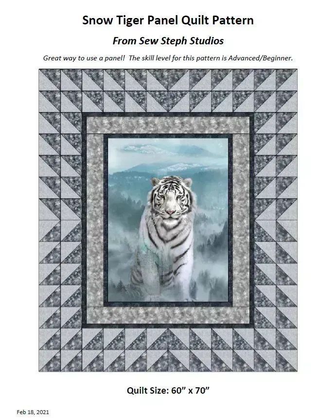 Have a #quiltpanel and wondering what to do with it?  Check out this #SnowTiger #CalloftheWild #Quilt #quiltPattern #Quilting #sewing #crafting #HSTs  buff.ly/3oDkV1o