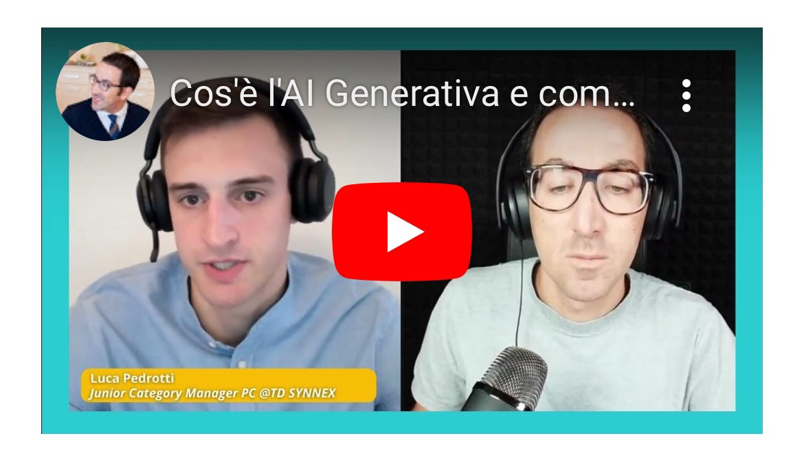 MilenaLazzaroni's tweet photo. 📢 "La Generative AI non si traduce solo in #ChatGpt e in applicazioni simili" ne è convinto Luca Pedrotti, Junior Category Manager PC di @TDSYNNEX
Nella puntata della rubrica #SurfaceRevolution costruita da Sergente Lorusso in collaborazione con @Microsoft e TD SYNNEX Italy tutti i dettagli:
👉🏻 https://t.co/6zSh5UbipO
#AI #TechNews AD