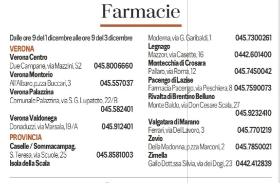 Pubblica utilità 📝 #numeriutili 🔢 #farmaciediturno di Verona e provincia