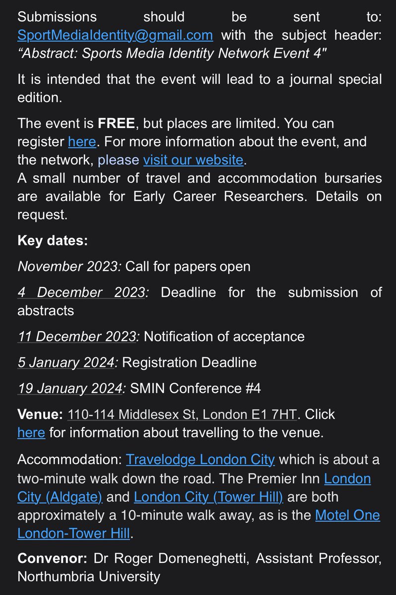 Dr Ali Bowes (@dralibowes) on Twitter photo An event that might be of interest @HannahJTR_Media <a href="/JayCeeRadio/">John Collins</a> <a href="/AlexHarris_25/">Alex Harris</a> <a href="/mollygpocock/">Molly Grace</a> <a href="/SportsGazette/">Sports Gazette</a>. Please share with other relevant students/academics/media industry. Some more info here: An event that might be of interest @HannahJTR_Media <a href="/JayCeeRadio/">John Collins</a> <a href="/AlexHarris_25/">Alex Harris</a> <a href="/mollygpocock/">Molly Grace</a> <a href="/SportsGazette/">Sports Gazette</a>. Please share with other relevant students/academics/media industry. Some more info here: