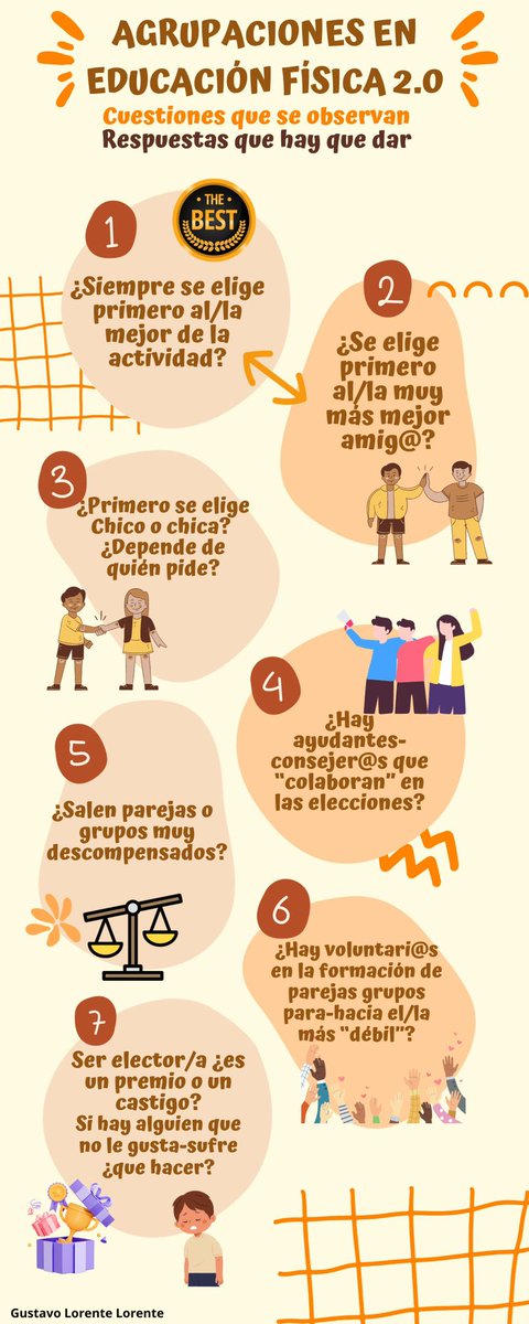 Las agrupaciones pueden ser + importantes de lo que se piensa. Un alumn@ puede desarrollar mejor la actividad según con quién este ¿o no? ¿Condiciona la actividad?¿Tod@s se enriquecen con tod@s? ¿Y si hay “cambiaequipos” que pueden ir de uno a otro #edufis #familiaedufis #physed