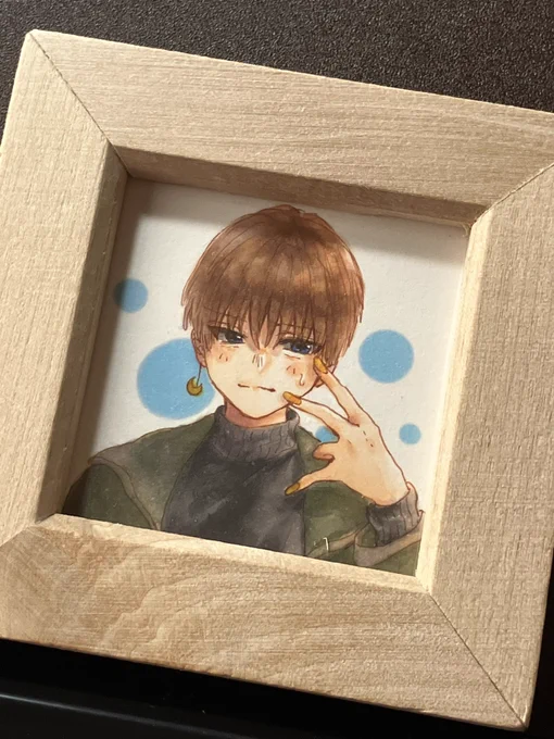 写真だとこんな感じです〜!ミニサイズの顔アップ原画もあと何点か作ります#コミティア146 