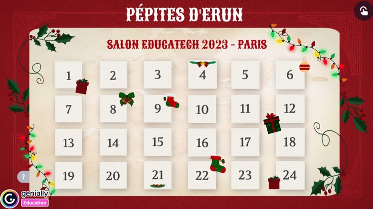 MercierRichard5's tweet photo. ‼️C’est parti ‼️

Découvrez chaque jour, dans ce calendrier, une nouvelle ressource numérique 🤩

19 #ERUN ou #RefNum de 12 départements différents ont collaboré pour vous offrir leur best of du salon @educatechexpo de Paris!

Joyeuse découverte!

https://t.co/NcWTU24dhJ https://t.co/HGUV14odJB