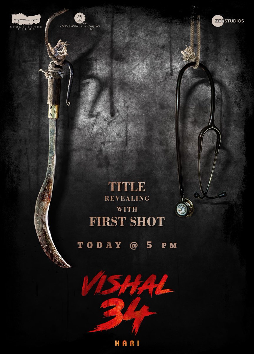 Set your alarms! 

#Vishal34 - Title Reveal with FIRST SHOT today at 5PM
