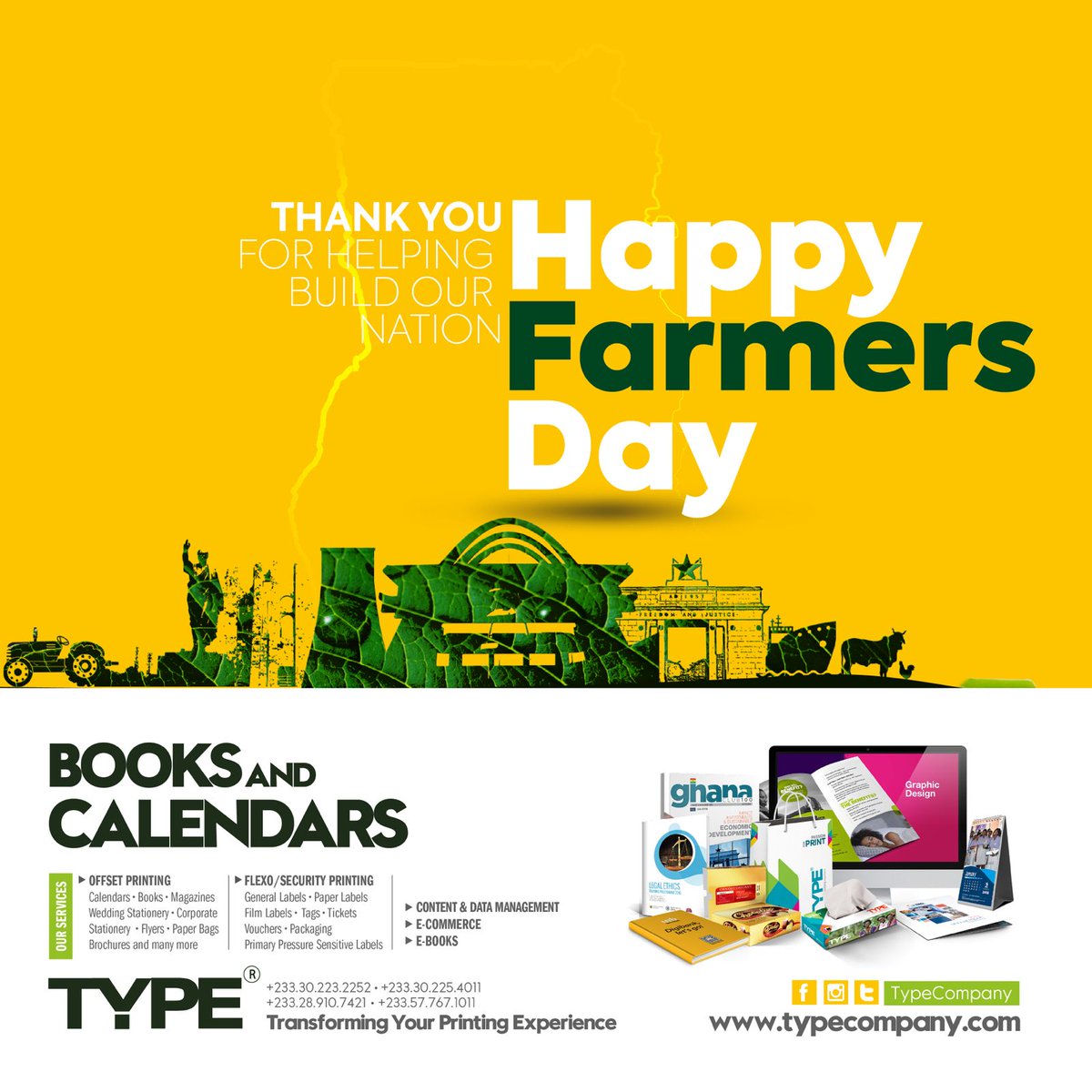 TypeCompany's tweet image. We salute all our farmers for the hard work they put in to make sure that we never sleep hungry.

We say AYEKOO!!

#farmersday #printondemand #holiday #newmonth #agriculturelife #typecompany