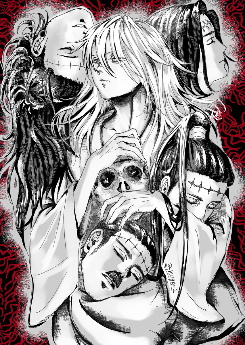 trungroi2's tweet photo. "So the hearts keep breaking,
and the heads just roll
You know that's how the story goes"
#呪術廻戦ファンアート #呪術本誌 #羂索 #天元 #天羂 #羂天 #tenken #kenten #tengen #kenjaku https://t.co/yeeYI2fHyo
