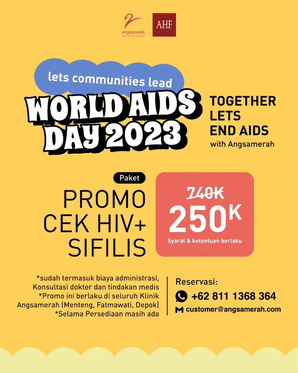 Mari bergerak bersama Angsamerah menuju Three Zero HIV/AIDS 2030

Hapus stigma mulai dari kamu!! 

Kamu sudah tes HIV belum? 

#WorldAIDSDay 
#WorldAIDSDay2023 
#HAS2023
#HariAIDSSedunia
#HAS2023
#odhivberhaksehat
#stopstigma