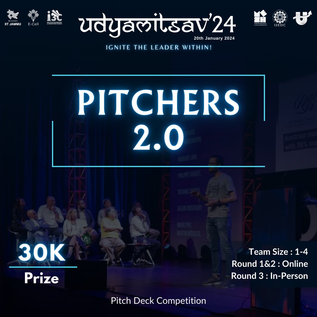 Premveer_Singh_'s tweet photo. Pitchers 2.0 ✨
Pitch Deck Competition at Udyamitsav'24, 2nd Entrepreneurship Fest of IIT JAMMU 🔥🚀
🔗 Register Here:
https://t.co/PQ7P1XO0ro
🏆 Prizes worth Rs30k
@udyamitsav @IITJammu
--
#pitch #pitchdeck #competition #pitching #sharktank #idea #businessidea #iitjammu https://t.co/1Z7SLtR5ir